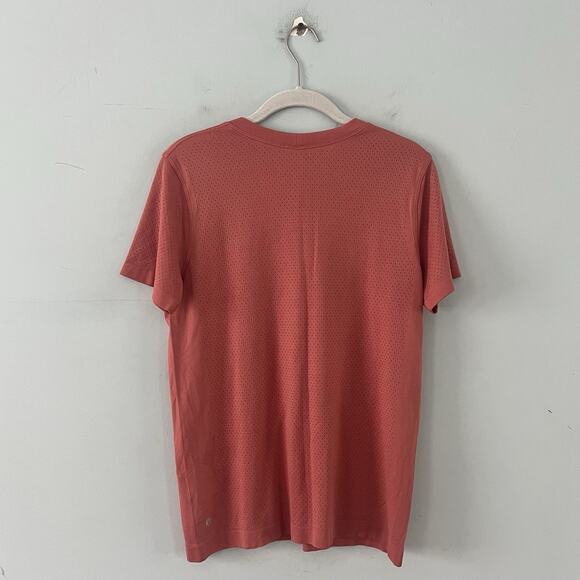 Lululemon Breeze By Rustic Coral Mesh Graphic Short Sleeve Top - Picture 4 of 6